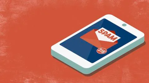 Spam e-mail notifications on the smartphone Illustrazione stock