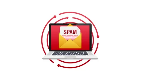 Spam Email Envelope and Laptop Showing on Screen with White and Green Screen Stock Footage 312582389