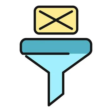 Spam email filtering and message management funnel icon Stockillustratie