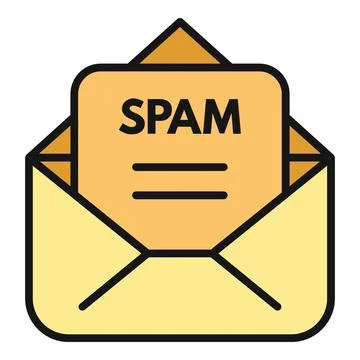 Spam email message arriving in open envelope icon Stock Illustration