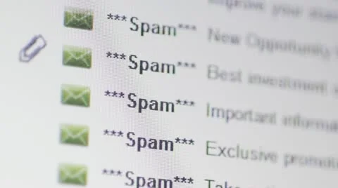Spam emails on computer screen Video stock 10806208