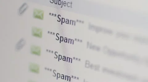 Spam emails in inbox on computer Stockbeeldmateriaal 10806269