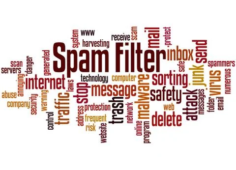 Spam Filter, word cloud concept Stock Illustration