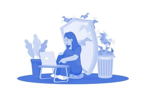 Spam filters protect users from unwanted emails. Stock Illustration