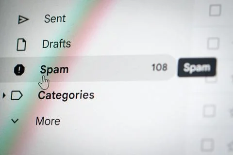 Spam folder in email mailbox Stock Photos