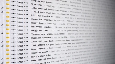 Spam mail folder browse angled pc screen Stock Footage 92938436