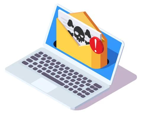 Spam mail malware, scam phishing and fraud vector Stock Illustration