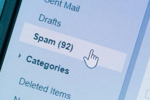 Spam message in folder Stock Photos