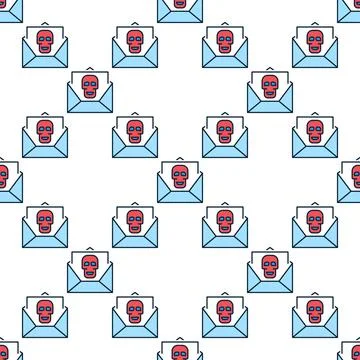 Spam Message with Virus vector colored seamless pattern Stock Illustration