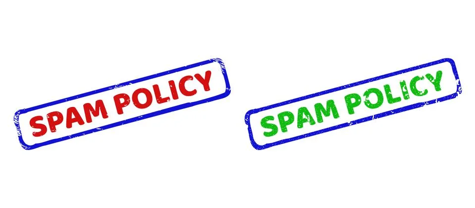 SPAM POLICY Bicolor Rough Rectangular Watermarks with Scratched Textures Stock Illustration