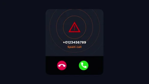 Spam risk phone call alert radio wave animation isolated on black background Stock Footage 346744418