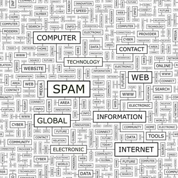 SPAM SPAM. Seamless pattern. Word cloud illustration. Copyright: xZoonar.c... Stock Photos