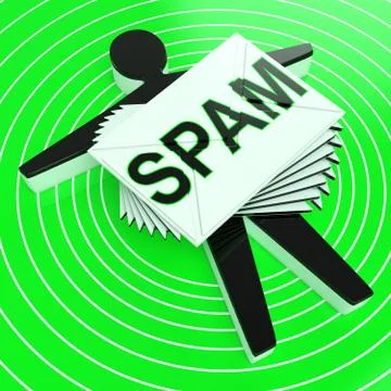 Spam target shows junk unsolicited unwanted e-mail Illustrazione stock