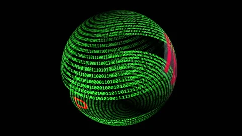 Spam text on binary data rotating sphere Stock Footage 131191122