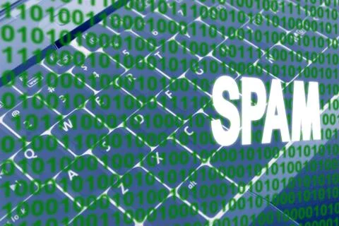 Spam text over binary code Stock Illustration