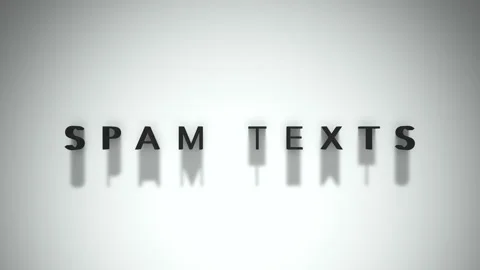 Spam texts opening title matte black writing placed on a white background Stock Footage 301837364