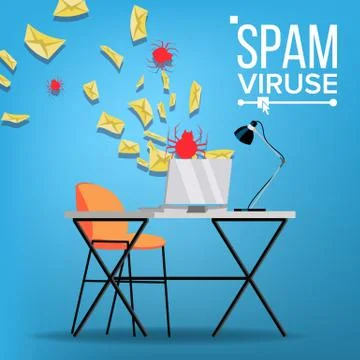 Spam Virus Vector. Internet Technology. Online Mail Attack. Hack Information Stock Illustration