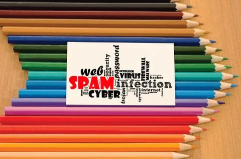 Spam word cloud collage Stock Photos