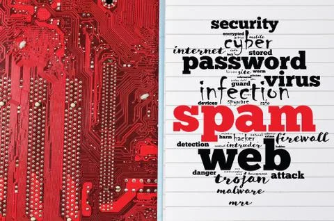 Spam word cloud collage Stock Photos