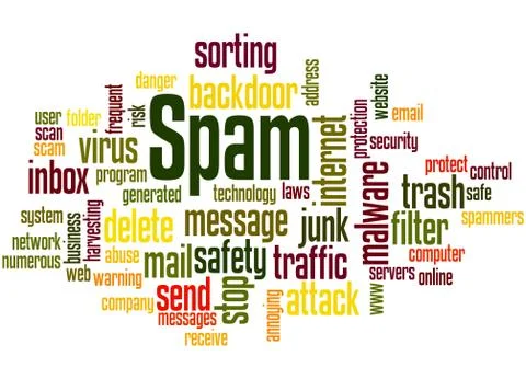 Spam, word cloud concept Illustrazione stock