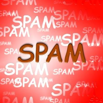 Spam Words Means Junk Electronic Mail Online Illustrazione stock