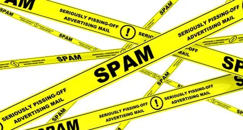SPAM. Yellow warning tapes 库存插图