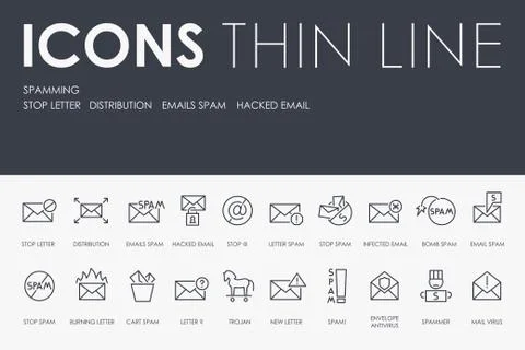 SPAMMING Thin Line Icons Stock Illustration