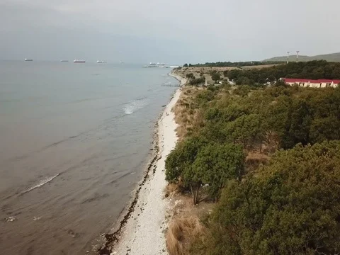 Span above the sea shore Stock Footage 80794606