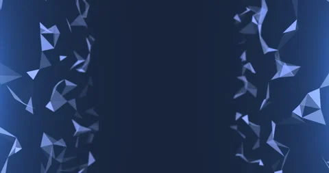 A span between two changing vertical surfaces of blue triangles on a blue ba Stock Footage 240833344