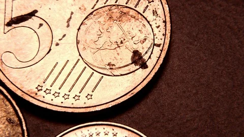 The span of the camera over the coins. Stock Footage 109386750