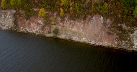 Span of the Copter above the river and the shore Stock Footage 93448774