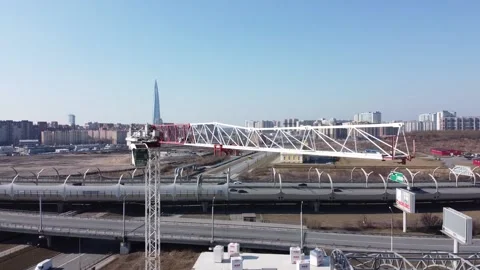 The span of the crane along quadricopter Stock Footage 130397050