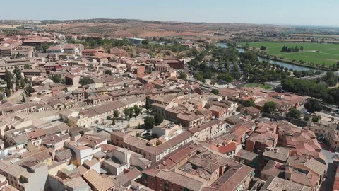 Span of a drone over the ancient part of the city of Toledo, Spain. Stock Footage 116609308