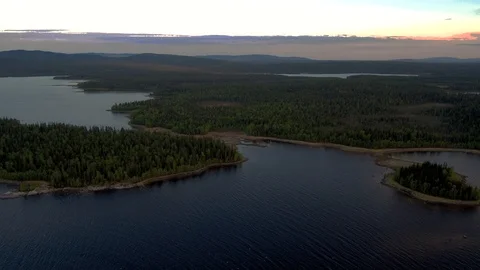 The span of the drone over the islands in the White Sea. Northern landscape. Stock-Footage 104631221