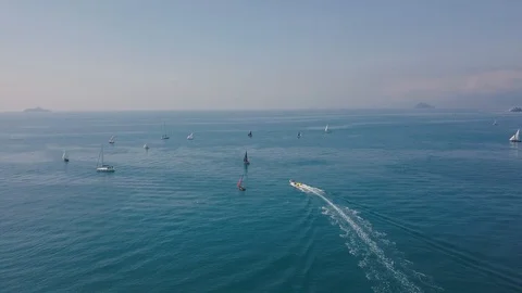 The span of the drone over the sea near the coast of Italy. Stock-Footage 112717550