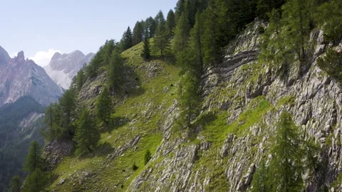 Span near the rocks beautiful view of the mountains aerial footage drone Stock Footage 169370227