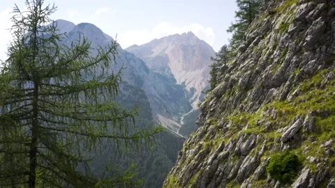 Span near the rocks beautiful view of the mountains drone footage aerial Stock Footage 169370301