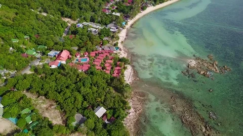 Span over Ao Si Tanu beach line koh Phangan island Video stock 79483502