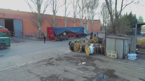 Span over baboons with cable, large coils with wire under the open sky Stock-Footage 130308223