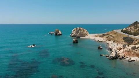 Span over the beach. Pebble beach in Cyprus. 4K Stock Footage 104655833
