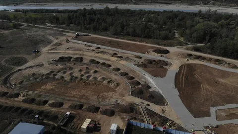 Span over the construction site. Flying over the building site. Stock Footage 118162940