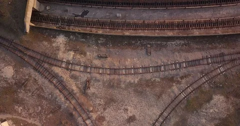 Span over the railway lines of the metro leading from DEPO to the underground Stock Footage 128658649