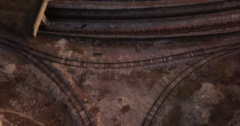 Span over the railway lines of the metro leading from DEPO to the underground Stock Footage 128658668