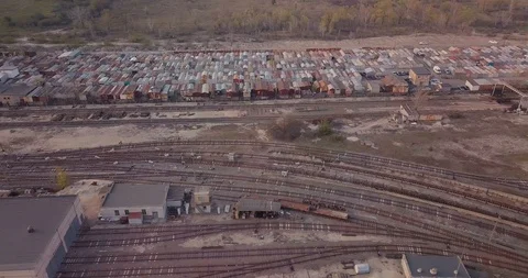 Span over the railway lines of the metro leading from DEPO to the underground Stock-Footage 128658714