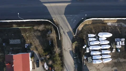 Span over the road to the forest Stock Footage 113477467