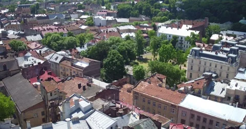 The span of the Potocki Palace in Lviv Stockbeeldmateriaal 68666587