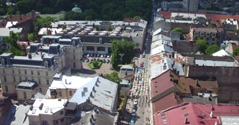 The span of the Potocki Palace in Lviv Stockbeeldmateriaal 68666596