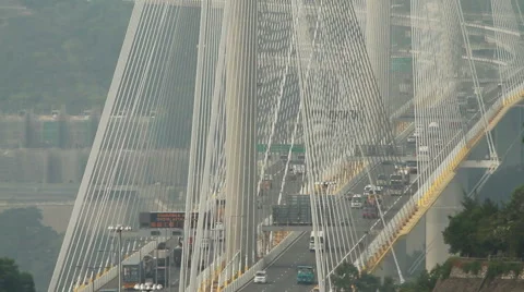 Span suspension bridge traffic Stock Footage 54567892