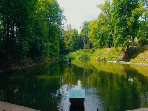 Span under park bridge Stock Footage 77045450