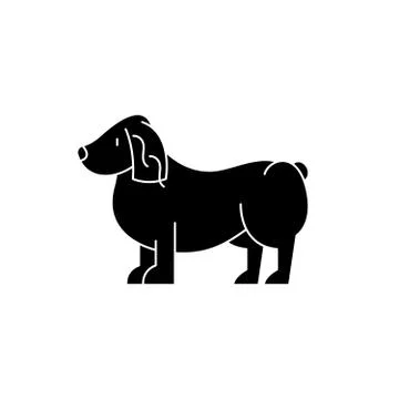 Spaniel black icon, vector sign on isolated background. Spaniel concept symbol Stockillustratie